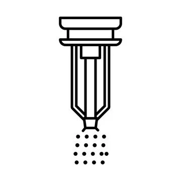 Fire sprinkler linear logo mark in black and white Stock Illustration