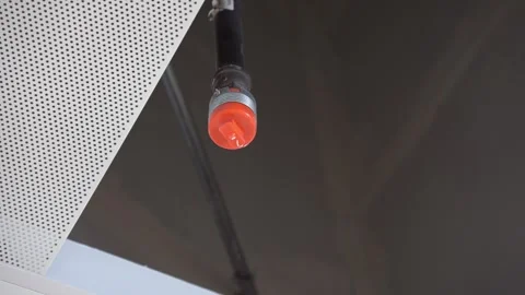 Fire sprinkler nozzle on ceiling, close-up Stock Footage 314082035