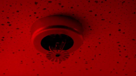 Fire Sprinkler In Red Security Light Stock Footage 240415469