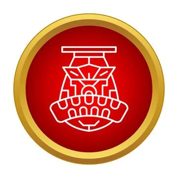 Fire sprinkler safety device line icon on red button Illustrazione stock