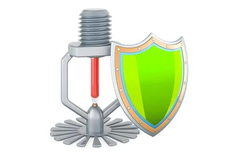Fire Sprinkler with shield. 3D rendering Stock Illustration