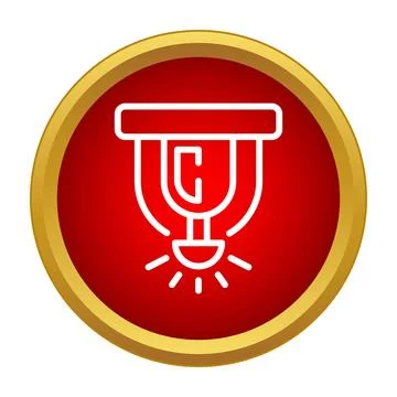 Fire sprinkler system activating icon in red circle Illustrazione stock