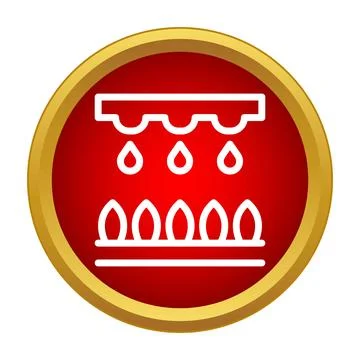 Fire sprinkler system extinguishing flame icon Stock Illustration