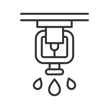 Fire sprinkler system, icon in line design. Safety, fire protection, emergency Stock Illustration