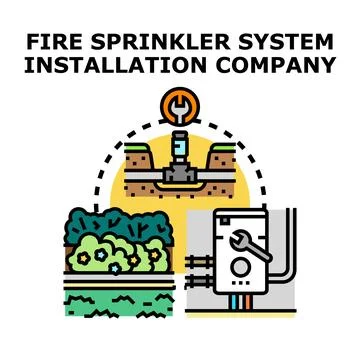 Fire sprinkler system installation and maintenance service Stock Illustration