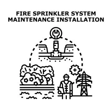 Fire sprinkler system installation and maintenance service Stock Illustration