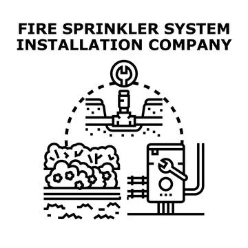 Fire sprinkler system installation and maintenance service Stock Illustration