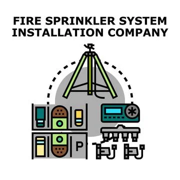 Fire sprinkler system installation business process outline Illustrazione stock