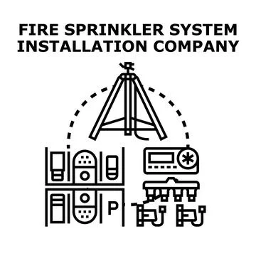 Fire sprinkler system installation business process outline Stock Illustration