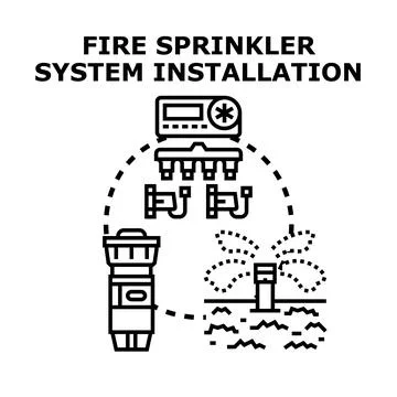 Fire sprinkler system installation concept vector illustration Stock-Illustration