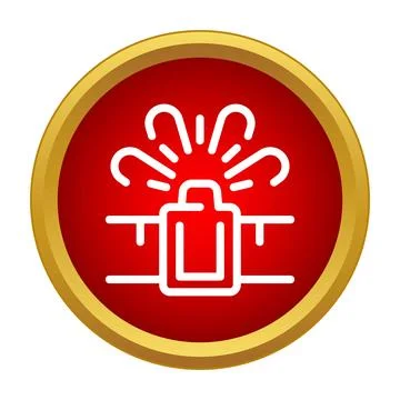 Fire sprinkler system operating red button icon Stock Illustration