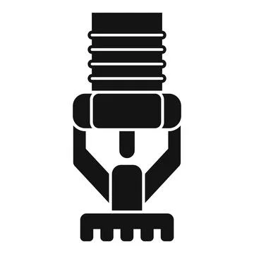 Fire sprinkler system protecting building from fire icon Ilustración de archivo