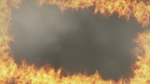 Fire Square Border with Blowing Heat/Sand: Loop Video stock 123912409