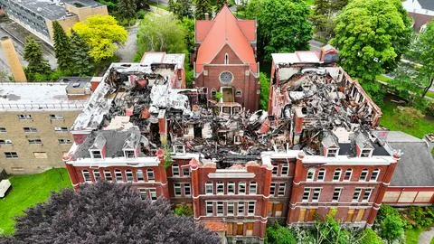 By a Fire - St. Anthonys Convent - Syracuse, NY Foto stock