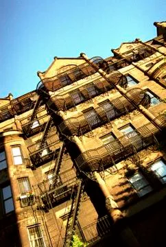 Fire Stairs in Brick building Stock Photos