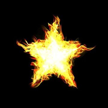 Fire star on black background. Digital illustration. Stock Illustration