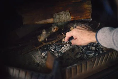 Fire starter in a fireplace Stock Photos