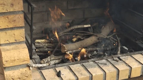Fire Starting on Barbecue Place 動画素材 120132354