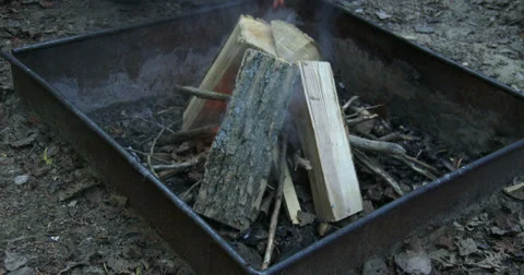 Fire starting on camp site Stock Footage 39299188