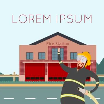 Fire Station Banner Stock Illustration