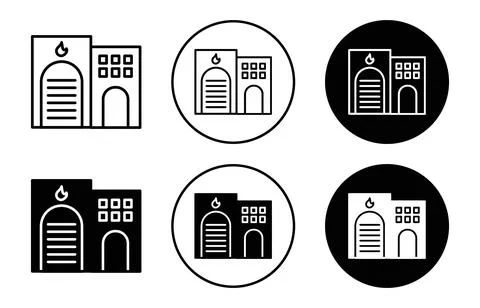 Fire station building icon vector Outline flat Icon Ilustración de archivo