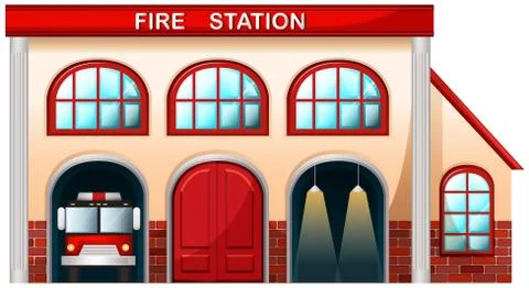 A fire station building Ilustración de archivo