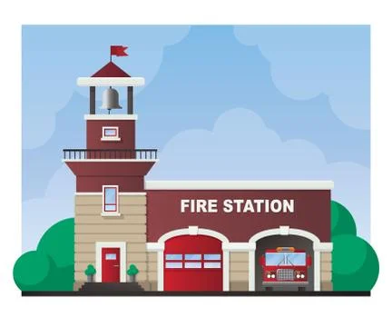 Fire station building. Illustrazione stock