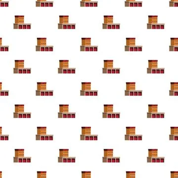 Fire station building pattern seamless background vector design Stock Illustration