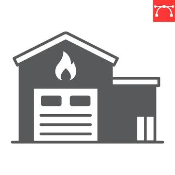 Fire station glyph icon Stock Illustration
