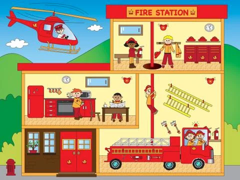 Fire station Stock Illustration