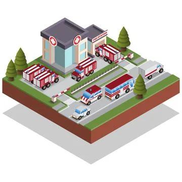 Fire station. Stock Illustration
