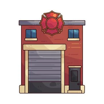 Fire station illustration Stock Illustration