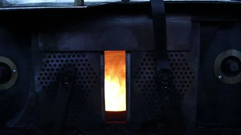 Fire in a steam train engine Stock Footage 153025391