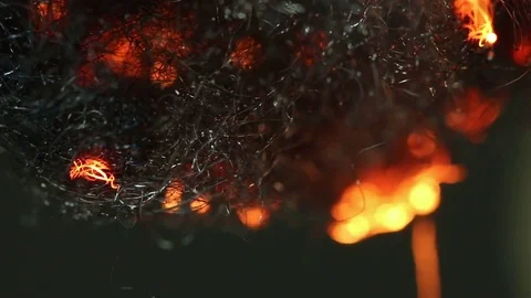 Fire in Steel Wool MAC Stock Footage 74723506