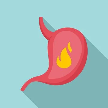 Fire stomach icon, flat style Stock Illustration
