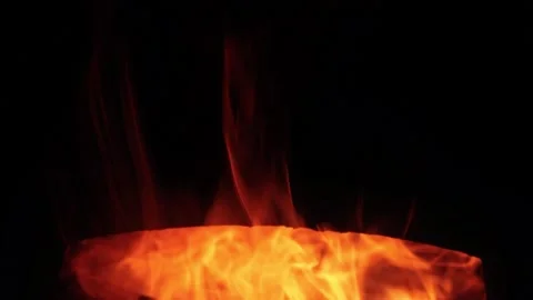 Fire in a stone oven slow motion Stock Footage 141122497