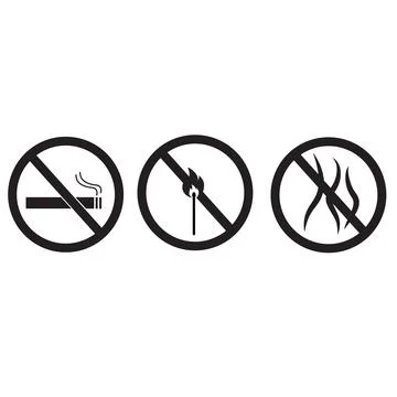 Fire stop icon on white background. smoke forbidden sign. Illustrazione stock
