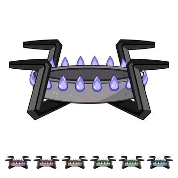 Fire stove burner cartoon vector graphic Stock Illustration