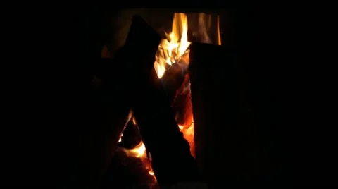 Fire in the stove close-up in the house Stock Footage 168768051