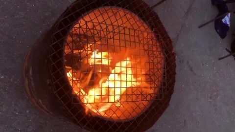 Fire stove for cooking or heating Video stock 260191462