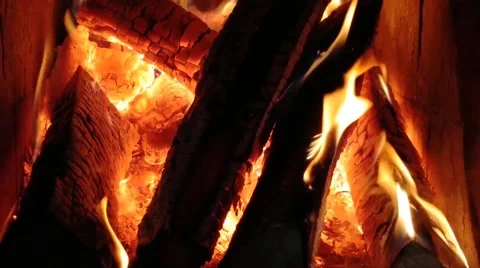 Fire in the stove with a festive atmosphere in the cold season Stock Footage 201341493