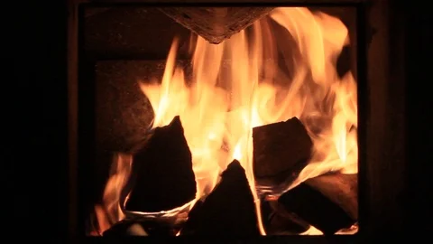 Fire in the stove Stock Footage 87046442