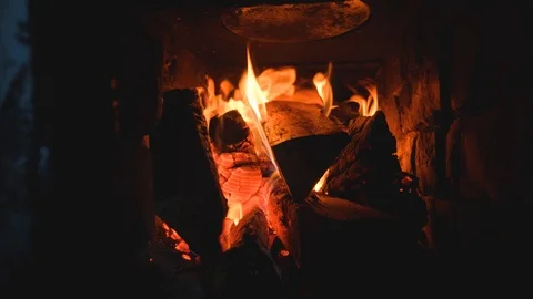 Fire in the stove Stock Footage 121922726
