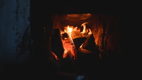 Fire in the stove Stock Footage 121922963