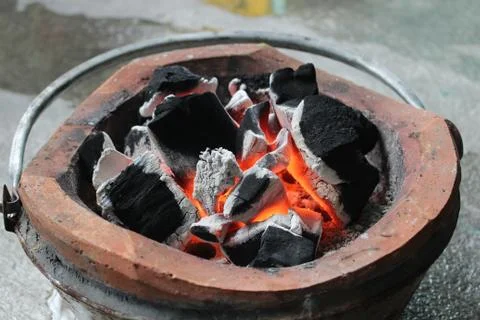 Fire in stove Stock Photos