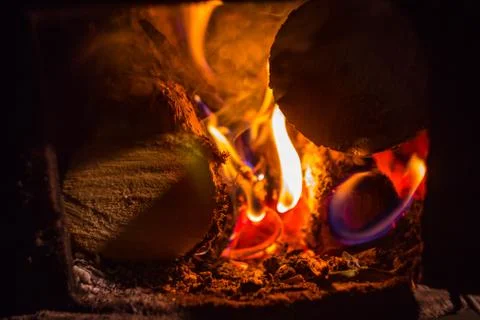Fire in the stove Foto stock