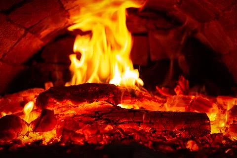 Fire in stove Stock Photos