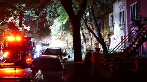 Fire in the street Stock Footage 116078166