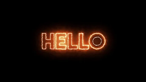Fire style, burning text of "HELLO". Greetings letter, banner for saying hi. Stock Footage 121853917