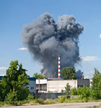 Fire on a suburb warehouse Stock Photos